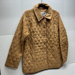 LARGE  Barn Jacket Faux Suede Quilted W/Lining-TOFFEE Isaac Mizrahi Live!❤️OFFER